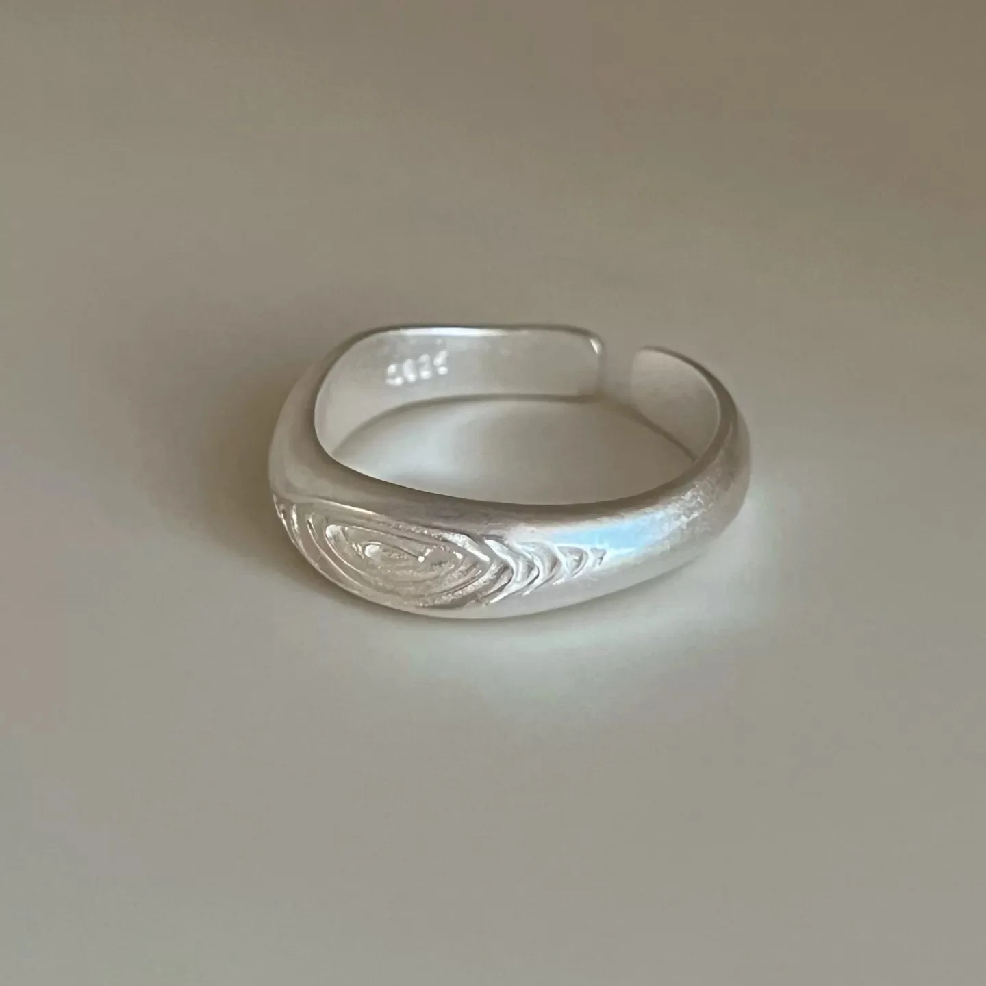 BF CLUB 925 Sterling Rings for Women Simple Geometric Handmade Irregular Retro Prints Ring Allergy For Birthday Gift
