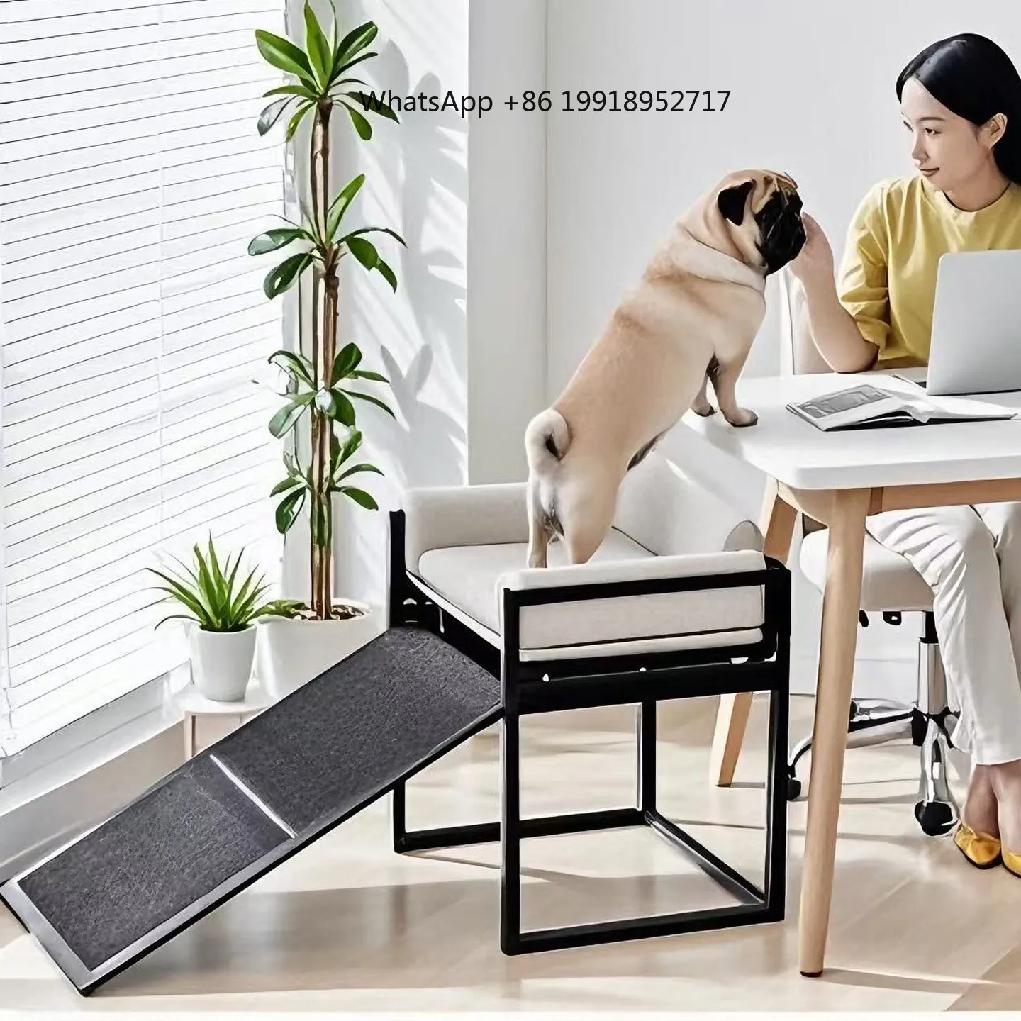 Foldable Pet Ramp for Dogs Cats Non Slip Steps Stairs Ladder for Small Large Senior Pets to Climb Bed Sofa