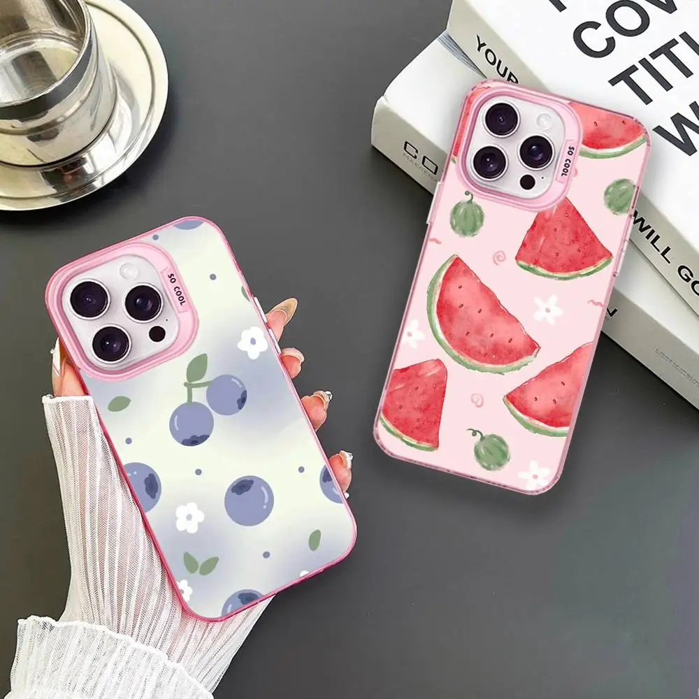 

Cute Fruit Cartoon Pattern Phone Case For iPhone 16,15,14,13,12,11,Mini,Pro,MAX Pink Matte Shockproof Cover