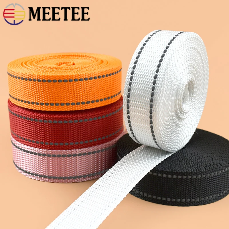 

5/10M 25mm Polyester Reflective Webbing Straps Backpack Ribbon Band Bag Strap Dog Collar Belt Decor Tapes DIY Sewing Accessories