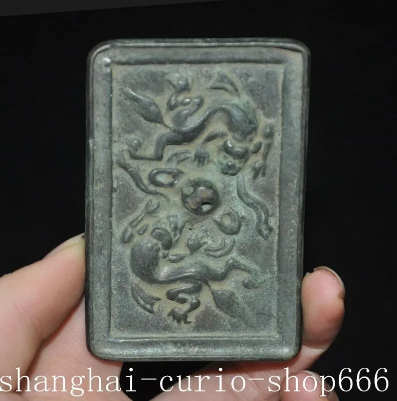 

3.2 inch Collection of Old Chinese Dynasty Bronze Feng Shui Pixar Beast Statue Bronze Mirror -Natural materials