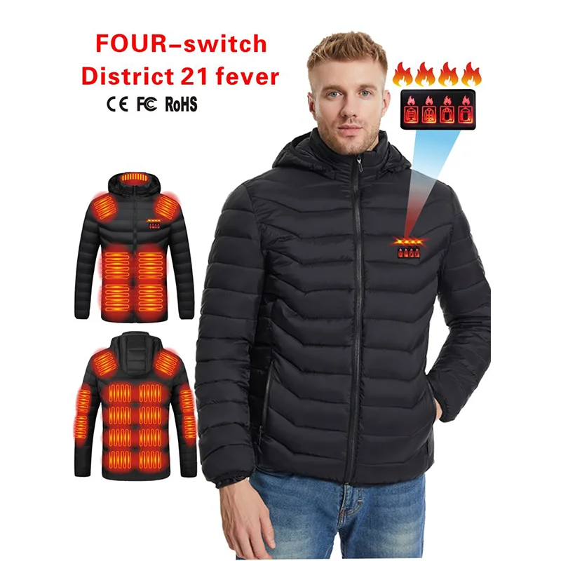 

STLF Winter Electric Fast Heating Ski Heated Jacket USB Chargeable Heating Padded Jacket Detachable and Washable Ski Suit for Me