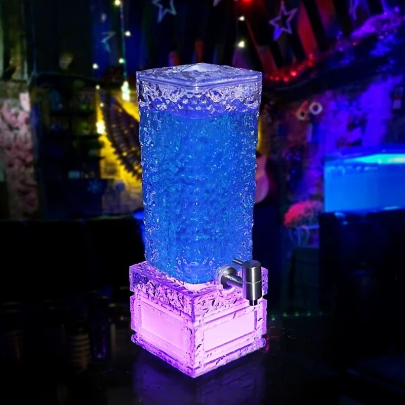 Customized  3L Square Cylindrical Acrylic Ice Lines Beer Cooler Tower Draft Led Wine Barrels Dispenser With Tap for Nightclub