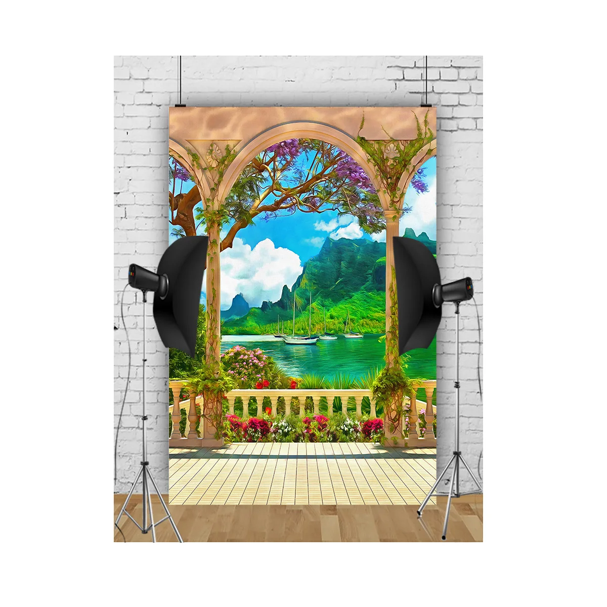Tropical Beach Blue Sky Cloud Sunshine Photography Background Summer Vacation Scenery Birthday Party Photo Backdrops WP13