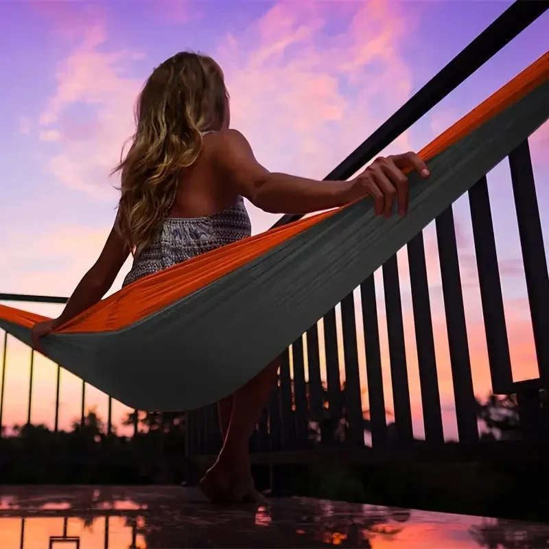Parachute Nylon Lightweight Camping Hammock, Portable Outdoor Swing Hammock Perfect for Backpacking and Travel Adventures