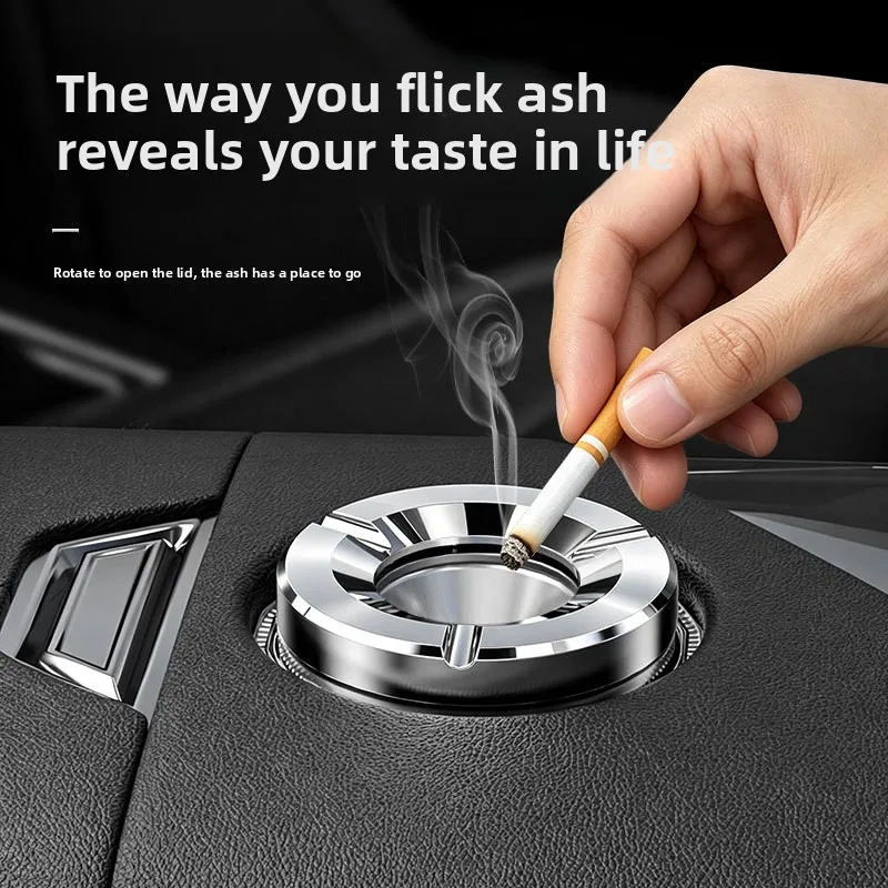 Car Ashtray with Lid Smokeless,Portable Ash Tray for Cup Holder, Leak-Proof Easy Clean Auto Interior Accessory