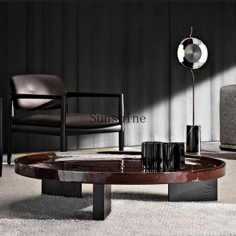 طاولة قهوة حديثة وبسيطة لغرفة المعيشة بحجم دائري