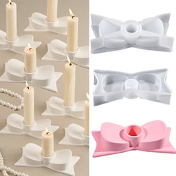 Bowknot Candle Holder Silicone Mold Concrete 3D Bow Candlestick Gypsum Form Making Mold DIY Wedding Craft Candlestick Home Decor
