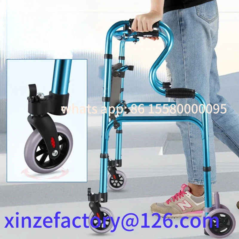 

Customizable Aluminum Alloy Chair Wheeled Walker With Brake Stable Non-Slip Commode Chair Thickened High Load Bearing Foldable D