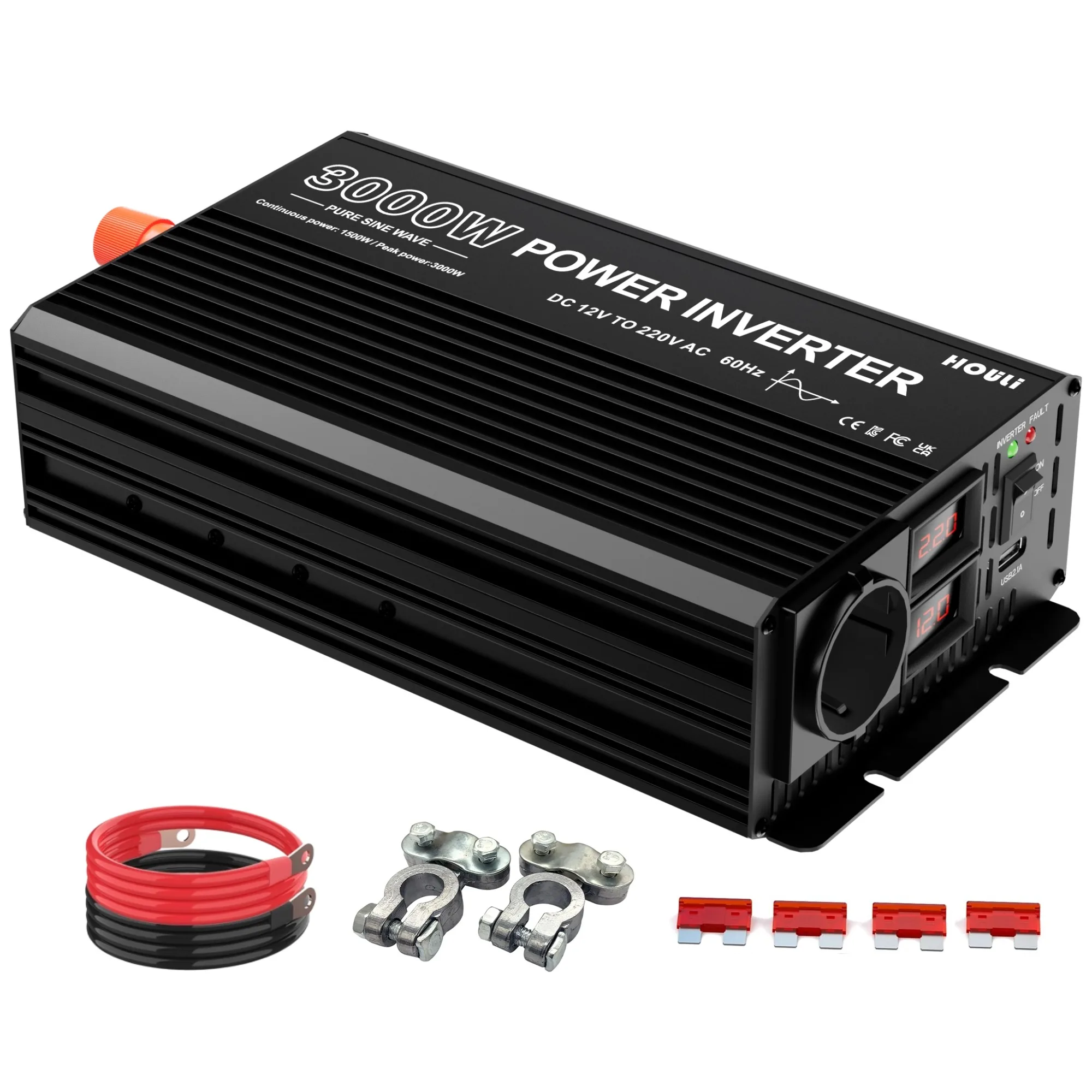 inverter dc to ac 3000 watt power solar inverter dc 12v 24v to ac 220v 3000w pure sine wave inverter generator