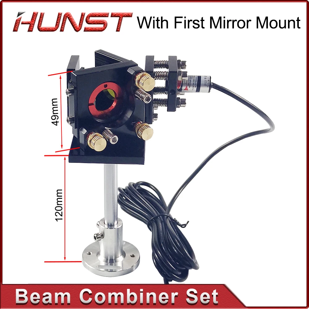 Imagem -06 - Hunst Beam Combiner Grupo Laser Beam Combiner Mirror Mount Ponteiro Vermelho para Gravação a Laser de Co2 Máquina de Corte 25 mm