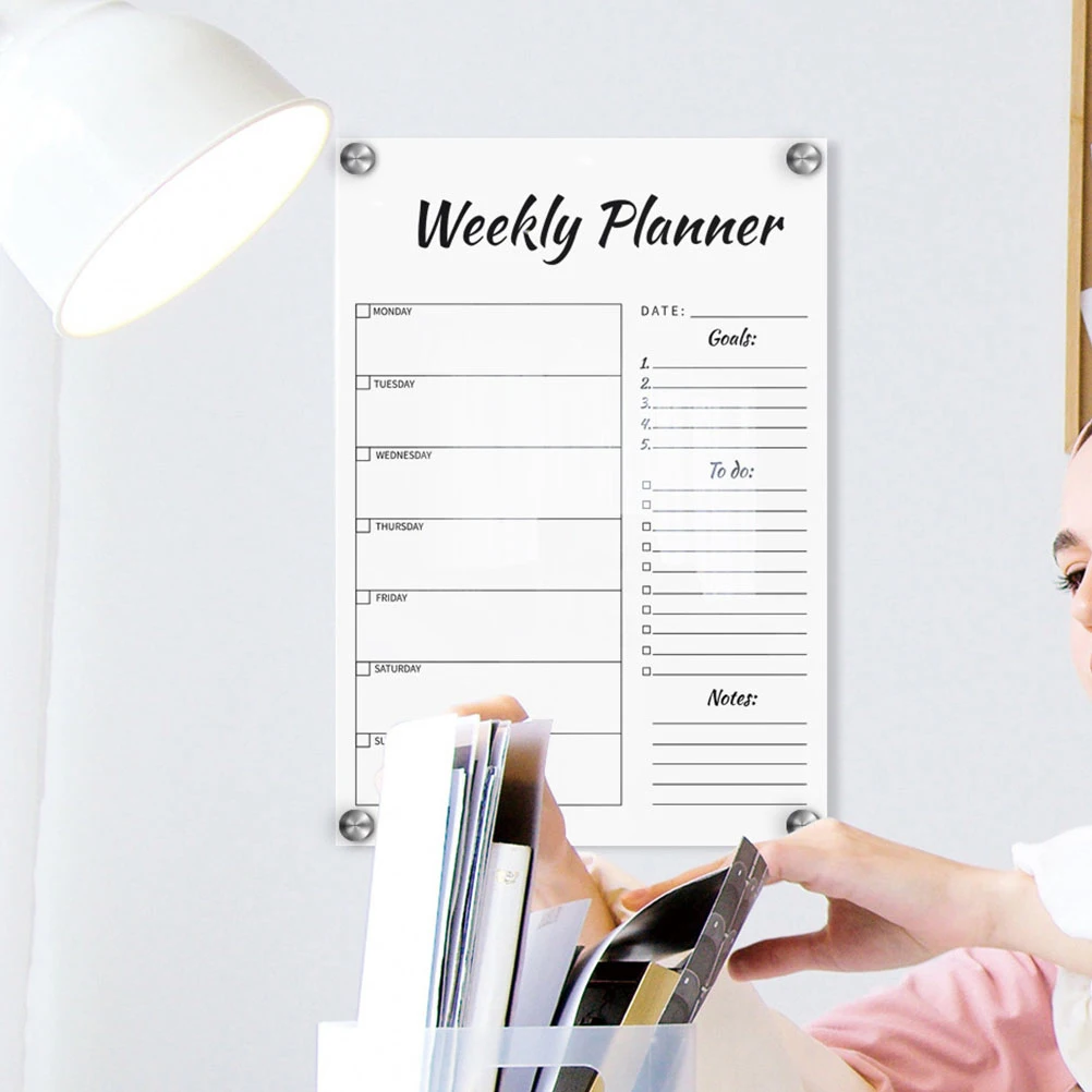 

Creative Acrylic Weekly Plan Memo Board Erasable H written Display Note Home Office School Decor Reusable Dry Erase Message