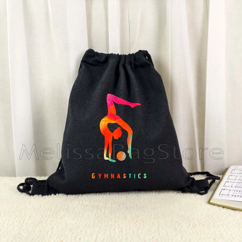 

Ballet Gymnast Gymnastics Girl Colofull Sports Aerial Silk Yoga Women Gym Girl Canvas Drawstring Bags Soccer Backpack Sackpack