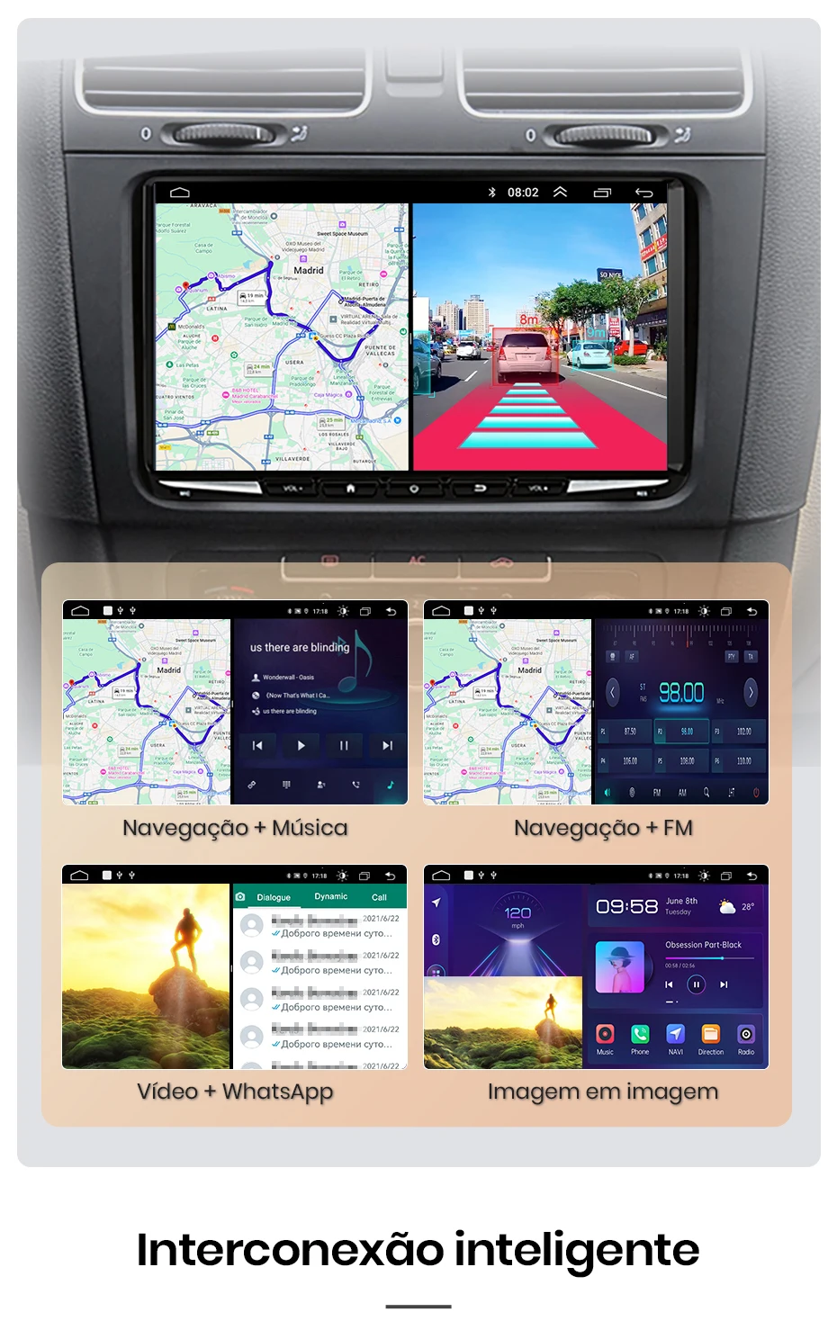 Junsun 7/9 Zoll IPS Android 15 Autoradio für VW Golf 5 6 Passat B6 B7 CC Polo Jetta Tiguan Touran T5 Caddy Skoda Octavia Yeti Fabia Seat Ibiza Leon Kabelloses CarPlay Android Auto 8-Kern GPS Bluetooth DSP RDS SWC 2 Din Autoradio – Detail 20