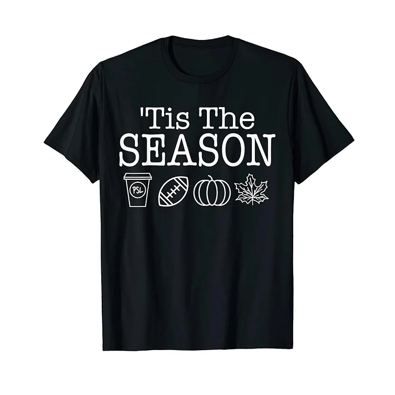 

Tis the Season Football Pumpkin Spice PSL Falling Leaves T-Shirt WHX 180g