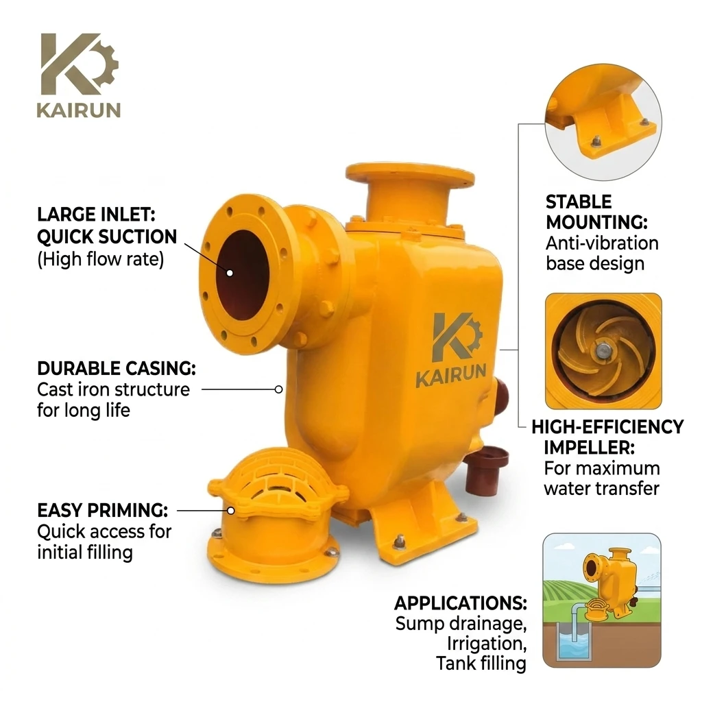 8 Inch High Flow Diesel Engine Self Priming Pump for Large Scale Drainage Operations