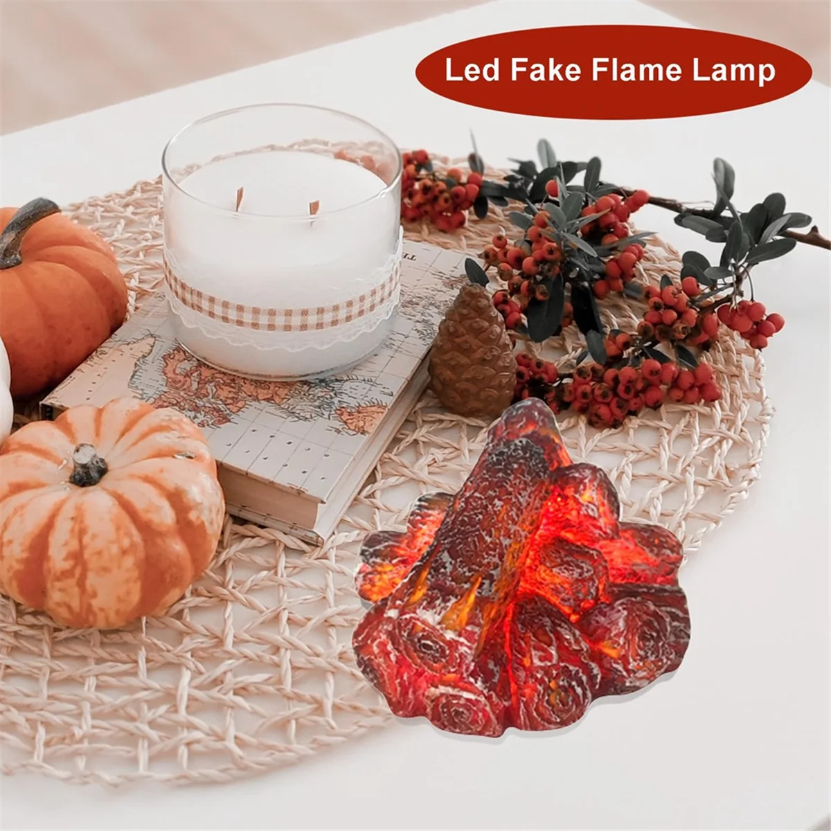 Luz LED de llama de fuego Artificial, luz de chimenea sin llama, chimenea LED con llama realista de leña