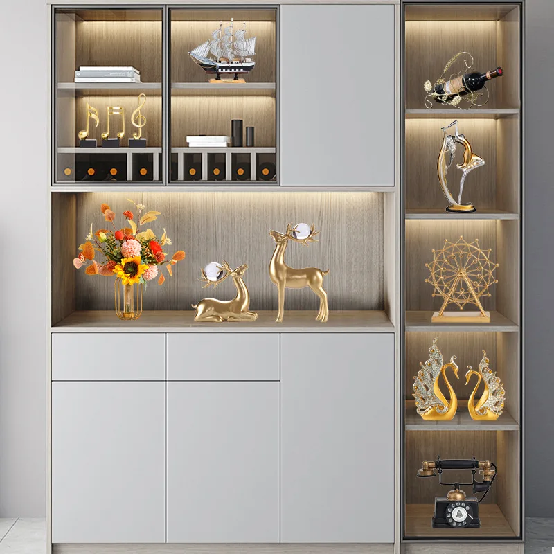 

Rock slab countertop TV cabinet, metal frame structure, light luxury living room wine cabinet