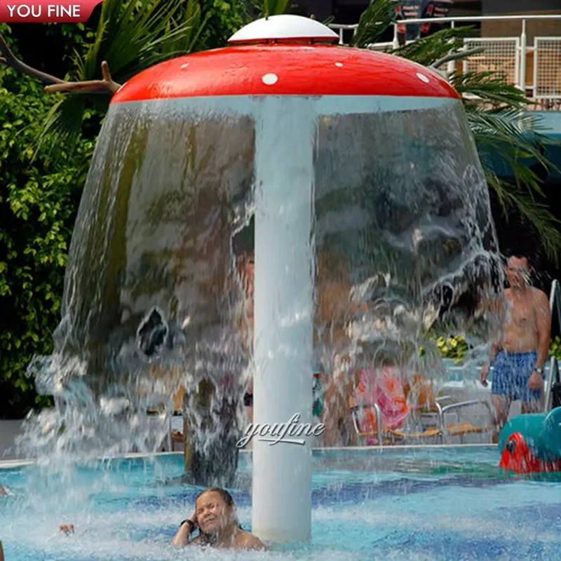 Modern Swimming Pool Stainless Steel Mushroom Umbrella Statue Water Fountain