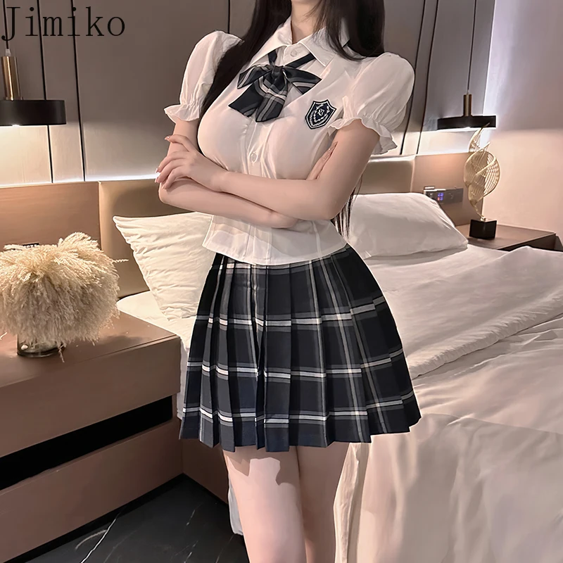 

High School Uniforms Schoolgirls School Uniform Women Role Play Costumes Adult Game Costume jk Shirt Pleated Skirt Set Outfits