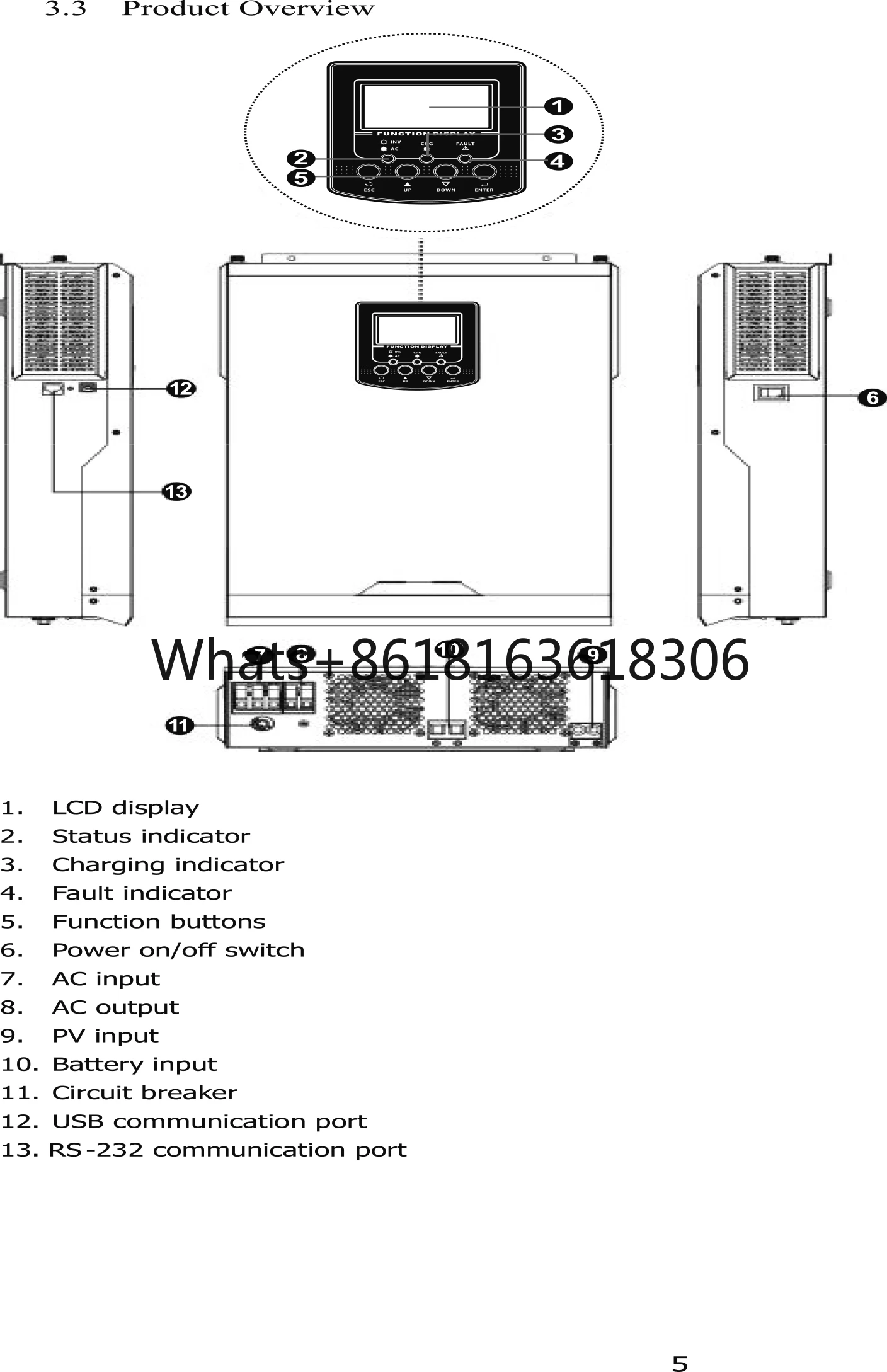 off grid 10kw 220v inverter with MPPT controller home company use