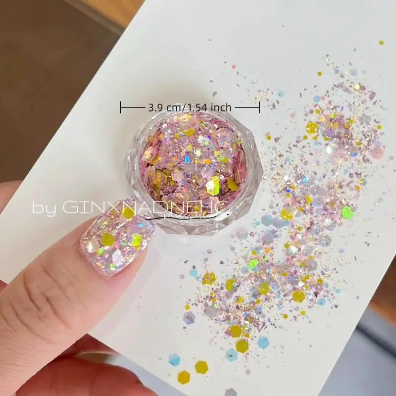 1 صندوق DIY الأظافر القلب ستار الملونة مسمار بريق الدوبامين ثلاثية الأبعاد مسمار الفن حلية الديكور مجوهرات مانيكير الإكسسوارات مسمار الفن سحر #6