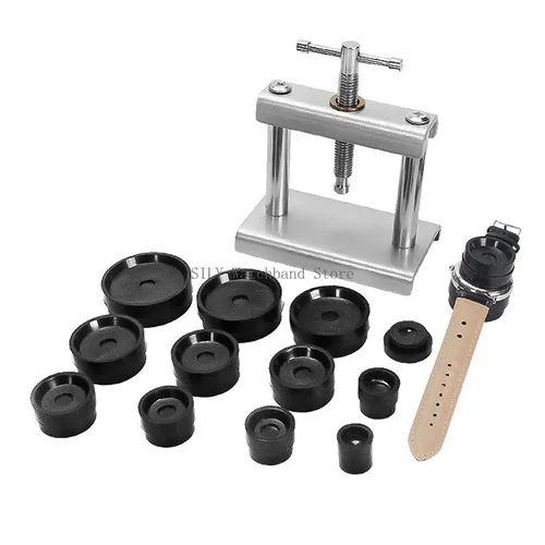 Imagen 2 del producto Máquina taponadora de Metal profesional, juego de prensa para reloj, caja trasera de reloj, cierre de prensatelas para cambiar batería, Kit de mantenimiento de relojero