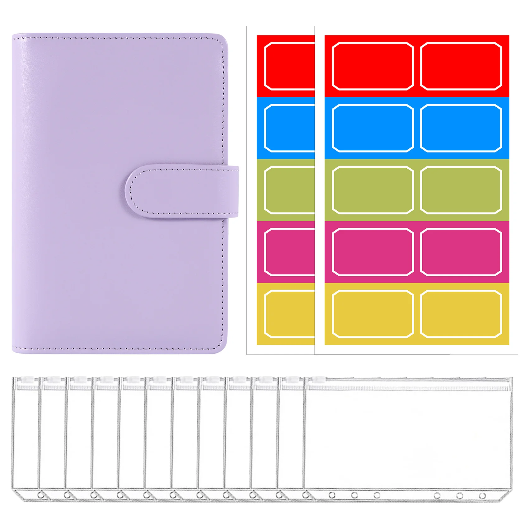 

A6 Notebook Binder with 12PCS A6 Binder Pockets,with Magnetic Buckle Closure for Inner Filler Paper A