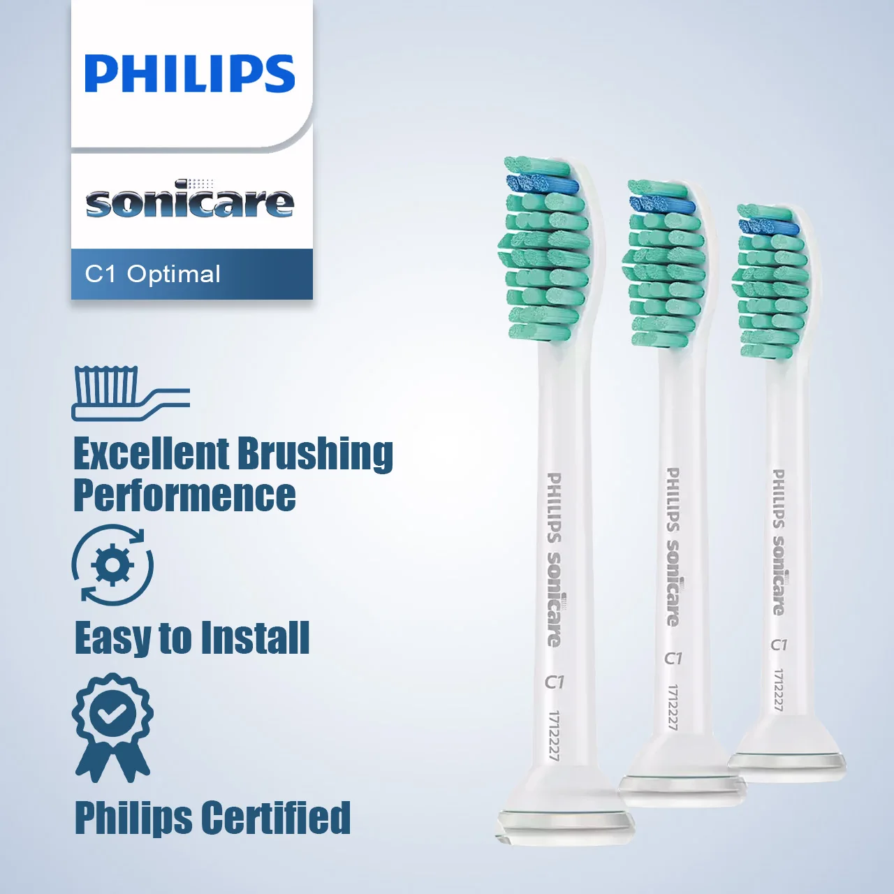 

Philips Sonicare C1 Toothbrush Heads, Sonicare Replacement Toothbrush For Philips Sonicare HX9023/65, White (3 Pack)