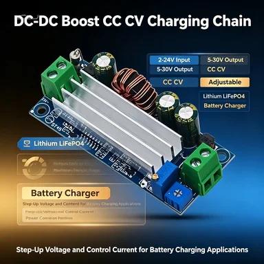DC-DC Step Up Boost Module 2-24V Input 5-28V Output, Constant Current Voltage for Li-ion Battery Charging