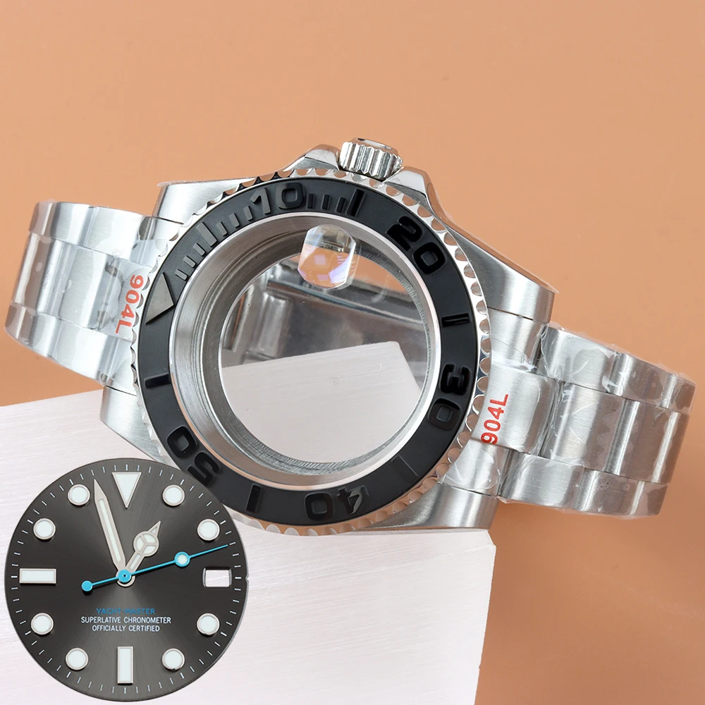 28.5mm gray dial hands 40mm NH35 Case 10ATM Waterproof For Yacht-Master NH34 NH35 NH36 NH38 Movement Brushed Oyster Bracelet