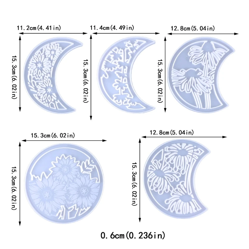 5 Pcs Silicone Moon-phase Combination Wall-mounted Molds DIY Ornaments Pendant N0HE