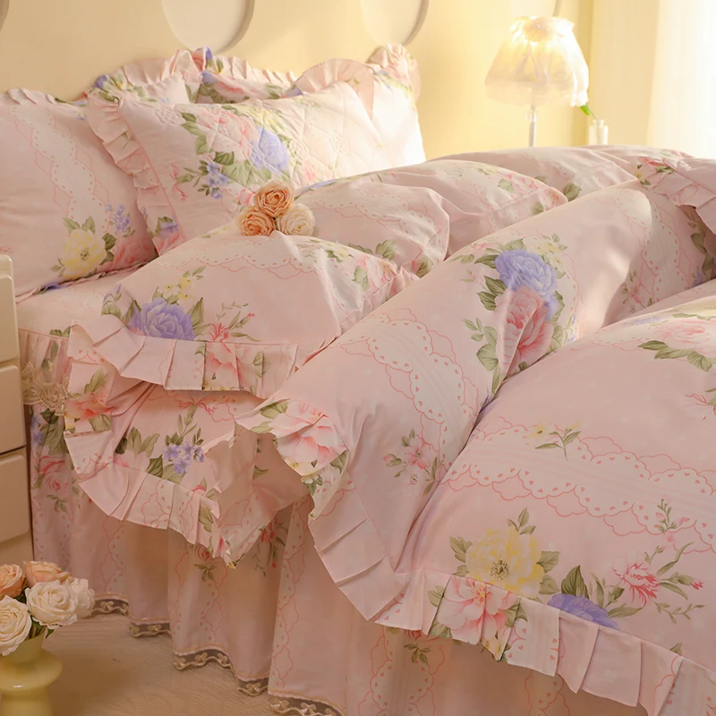 1pc Pure Cotton Duvet Cover Ruffles Quilt Cover Queen Size Comforter Cover Skin-friendly Bedding funda nordica (No Pillowcase)