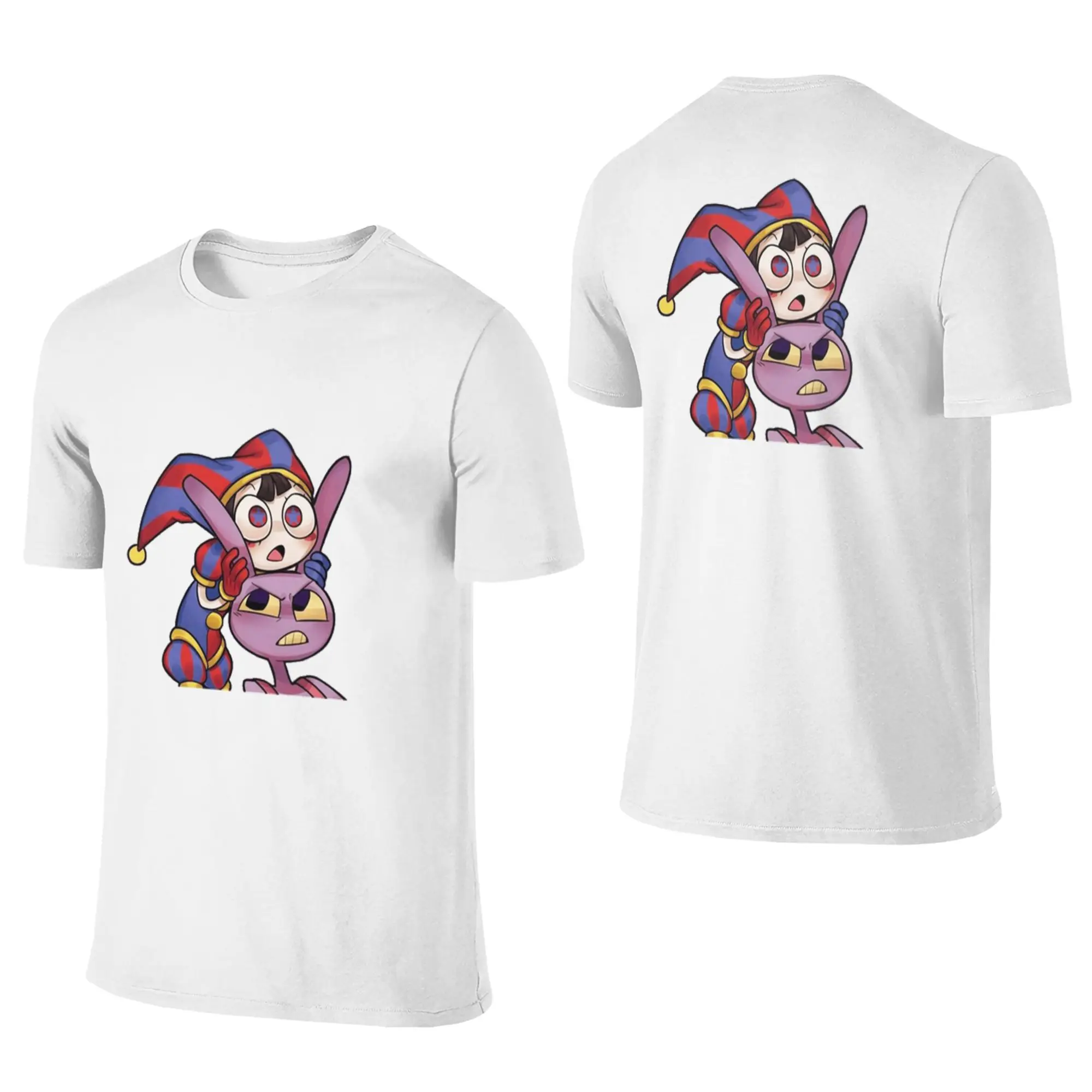 100% Cotton Pomni Tadc Jax  the amazing circus T-Shirt Men's Double Sided T Shirt Men Round Neck Summer Shirts Tops S-6XL