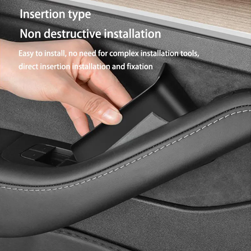 For Tesla Model 3/Y Door Side Storage Box Handle Pocket Armrest Driver Passenger Storage Tray Container Organizer
