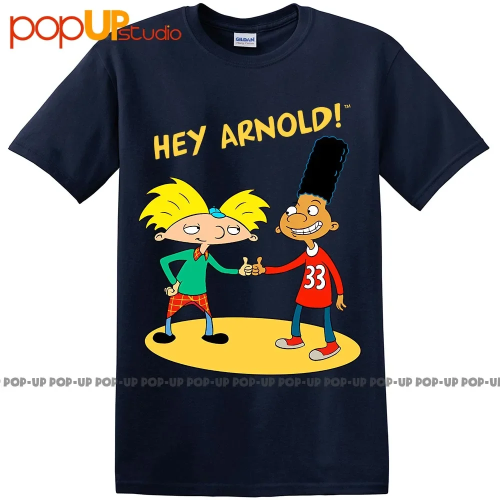 Hey Arnold Characters Handshake Retro T-shirt | Unisex Heavy Cotton T-shirt