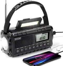 Emergency Radio 10000 Solar Hand Crank AM/FM/SW/NOAA Weather Alert Radio with Headphone Jack Flashlight Reading Lamp SOS Alarm