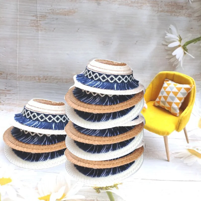 

Mini Doll Open Top Straw Hat for 17cm Labubu Doll Hats Kawaii Cute Dolls Clothing Accessories Gift Toy