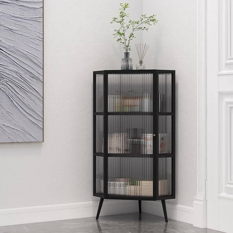 Transparent Metal Bar Cabinet Shelves Storage Glass Luxury Wine Cabinet Standing Designer Placards Ouverts Trendy Furniture