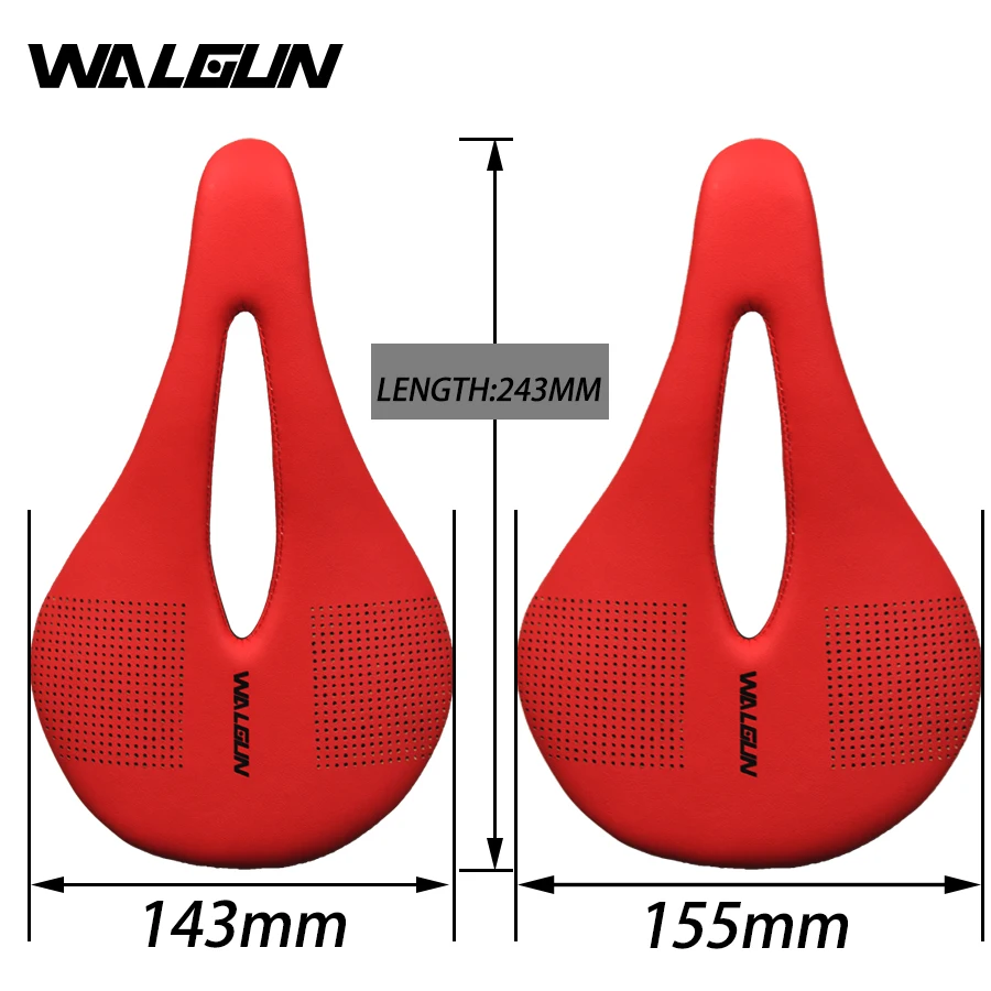 Walgun Ultralight Bicycle Saddle Cushion 3K Full Carbon Fiber Leather Bike Saddle Mountain Bike MTB Road Saddle 143/155 mm 106 g