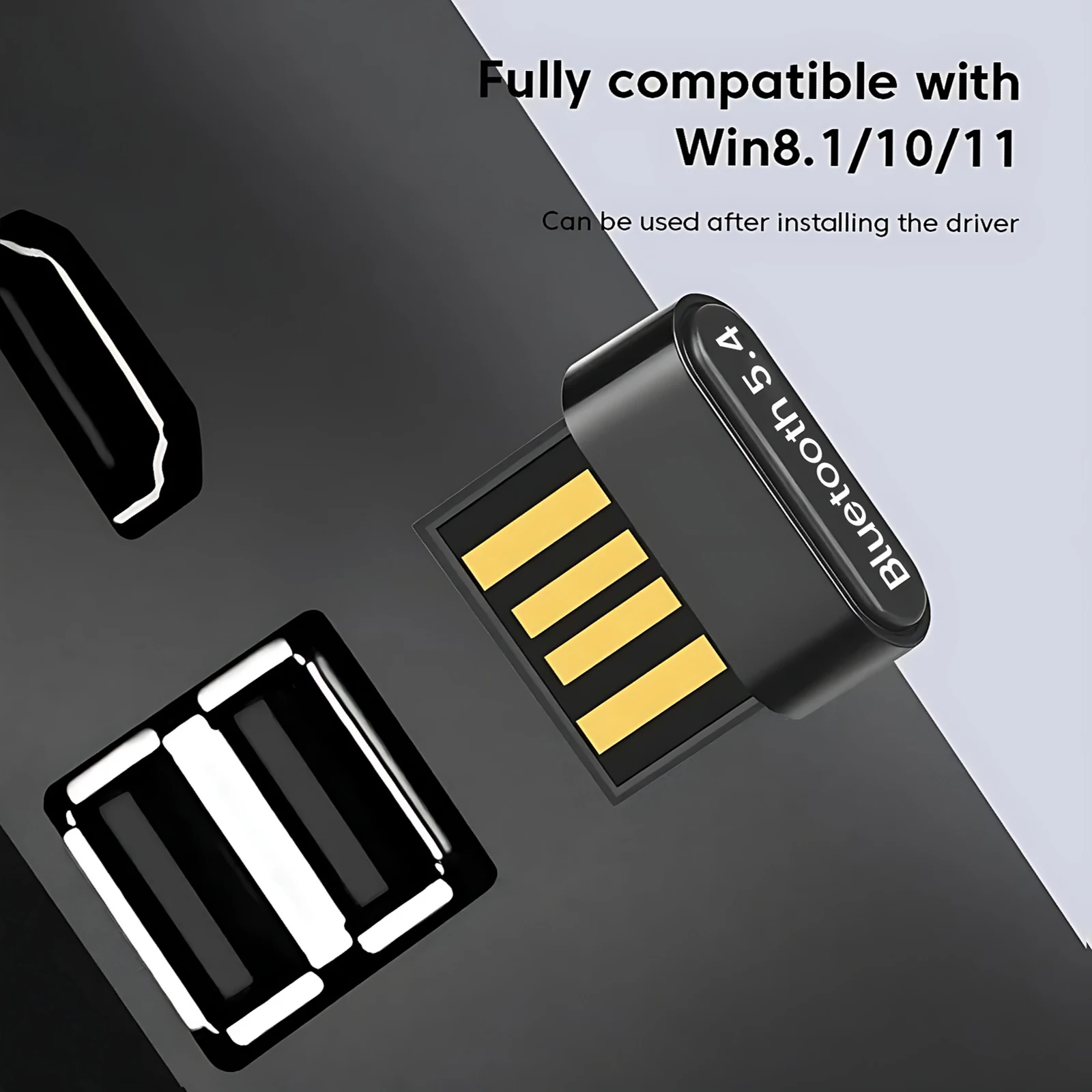 Transmisor USB Bluetooth 5.4 Adaptador inalámbrico Compatible con Windows 11/10/8.1 Laptop Transmisor de audio para PC Ratón inalámbrico Teclado Auriculares Bluetooth Controlador de juego Plug and Play