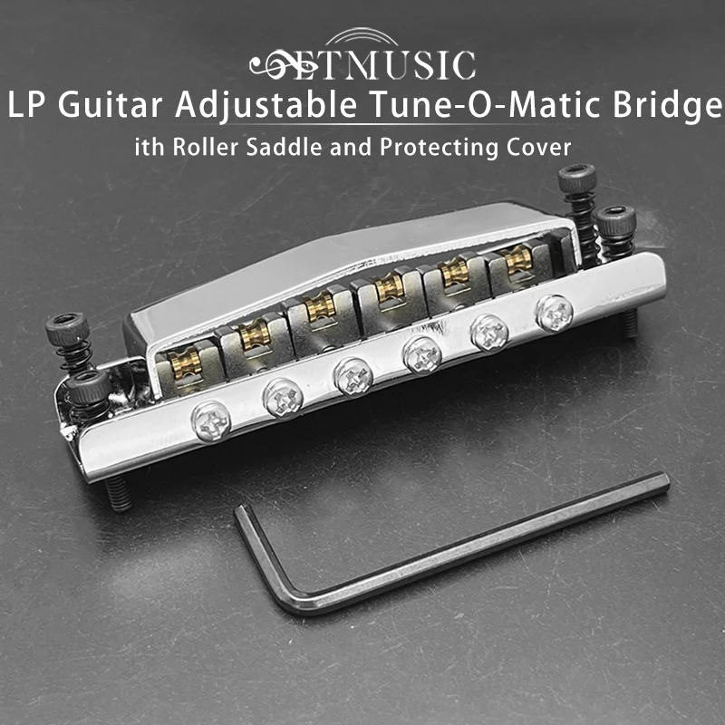 Adjustable Tune-O-Matic Bridge with Roller Saddle and Protecting Cover 86x20MM String Spacing 10MM for 6-String LP Guitar