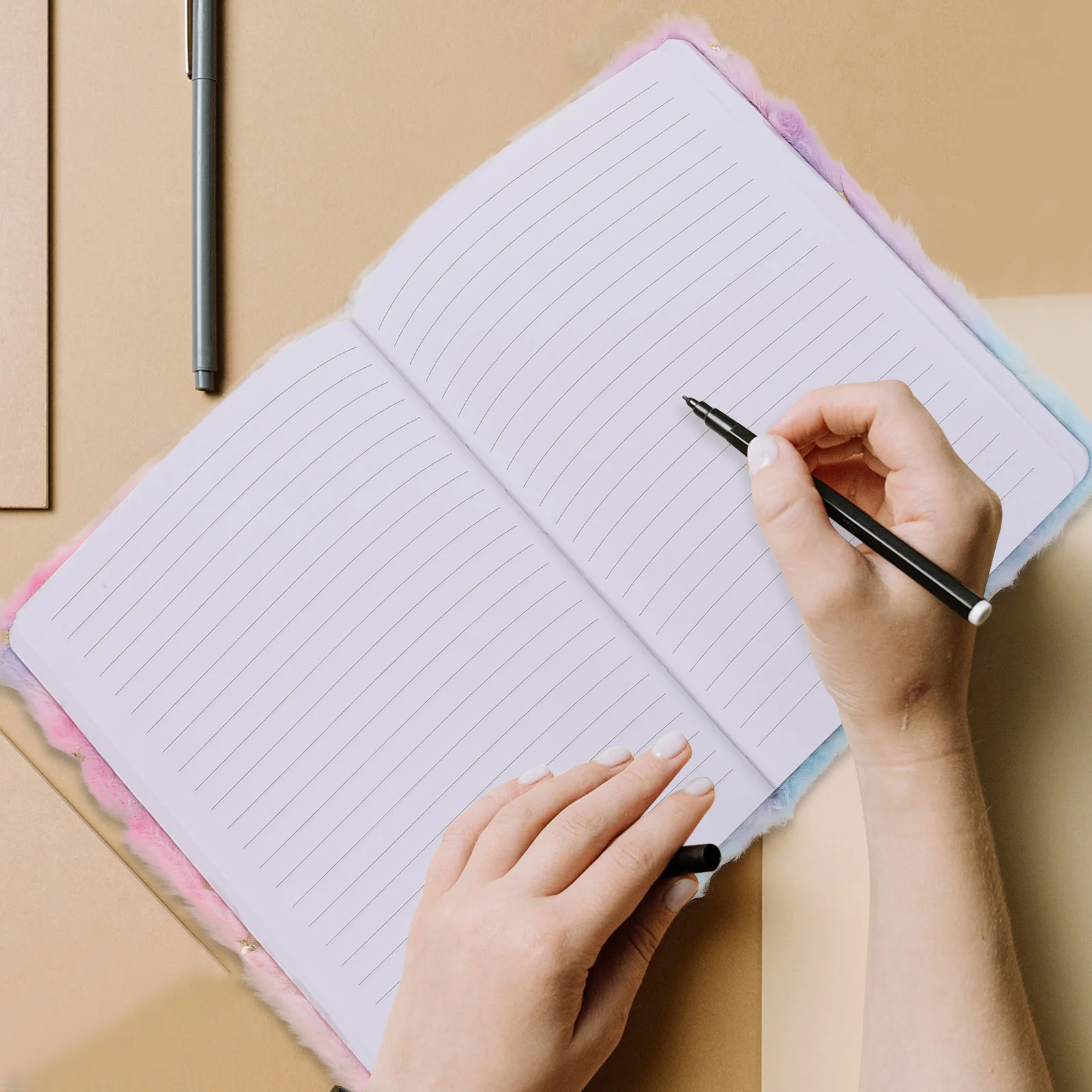 Plush Notebook Small Novelty Notebooks Felt Notepads for Women Diary Cartoon Pattern Notes Girl