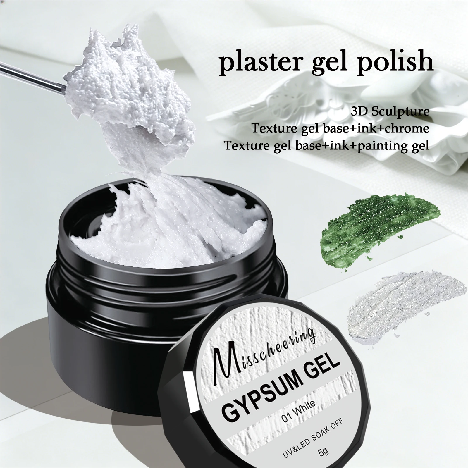 5g Solid Gypsum Painting Nail Gel Polish For 3D Sculpting Creative Sand Texture Floral Designs UV LED Nail Plastic Gel Art Decor