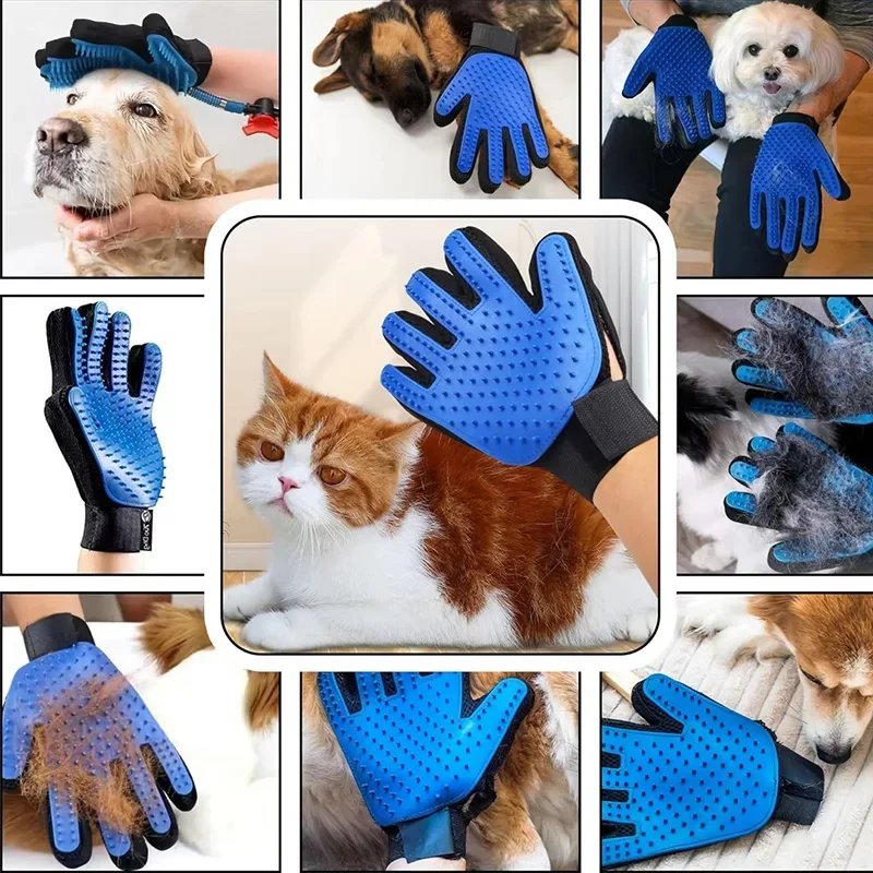 Haarentferner-Handschuhe für die Dusche, Welpen- und Katzenbadebürste, Reinigungs-Silikonkamm-Handschuh, Massage- und Pflegezubehör für Hunde – Detail 4