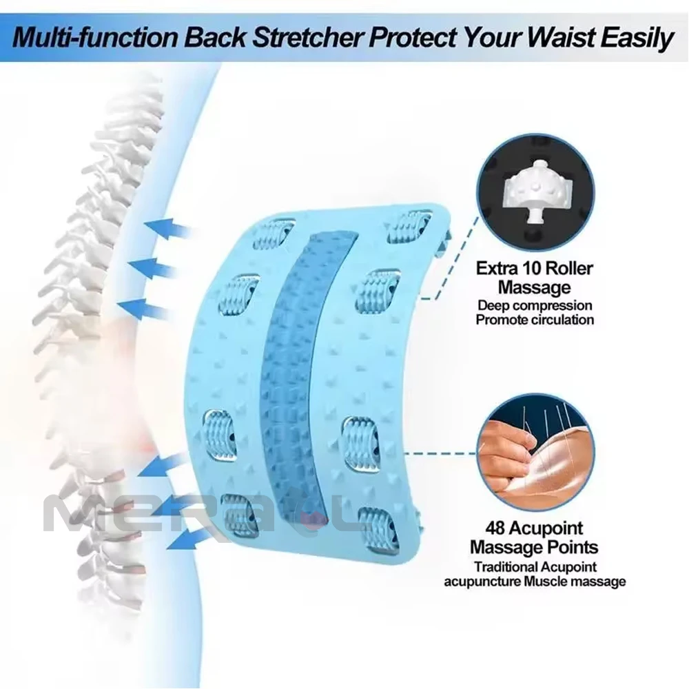 Multifunction Back Massager Stretcher Waist Neck Fitness Lumbar Cervical Spine Support Pain Relief Roller Massage