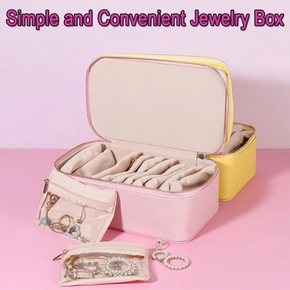 

New Portable Travel Jewelry Box PU Leather Large Capacity Jewelry Case with 12pcs Small Pouches Earring Storage Case
