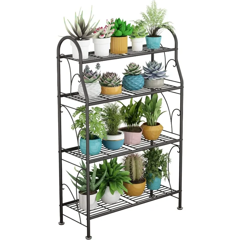 

Plant Stand Indoor Outdoor Plant Stands 4 Tier Metal Corner Plant Shelf Multiple Holder for Living Room Balcony