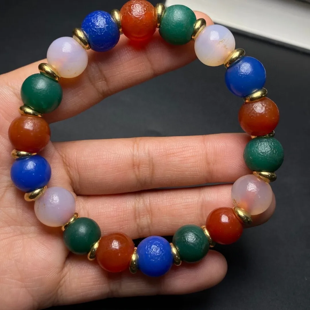 tibetan-buddhism-pure-natural-old-agate-dzi-18-pcs-beads-bracelet-m0517