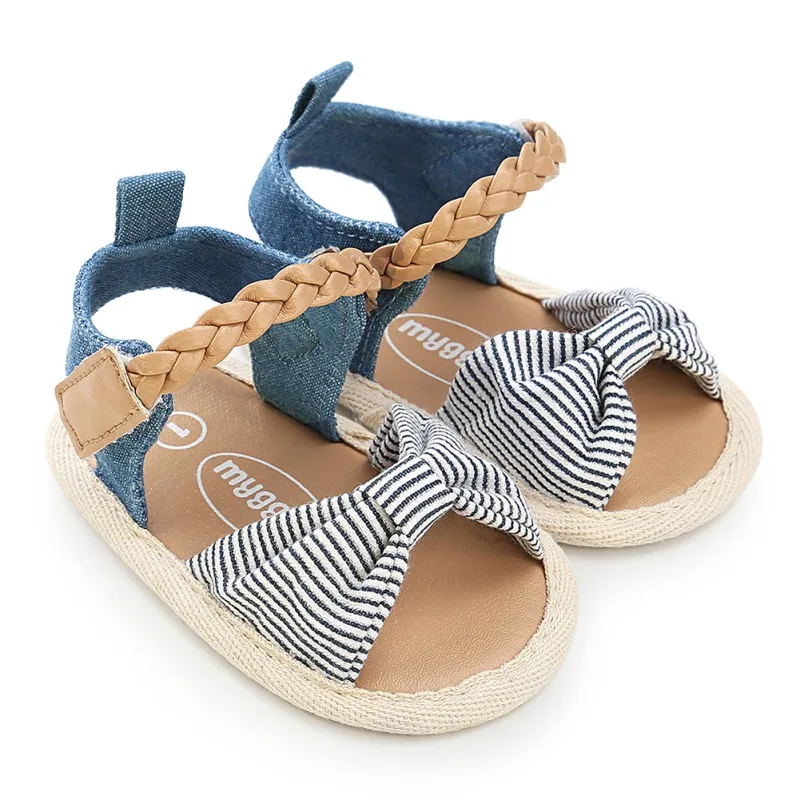 Summer Fashion Baby Girls Canvas Bow-knot Sandals Kids Beach Shoes Girls Walking Shoes First Walkers